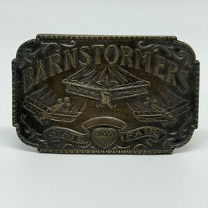 VTG Metal Belt Buckle Barnstormers State Fair Stunt Pilots Airplanes Flying